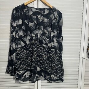 H by Halston Monochrome Patterned Top